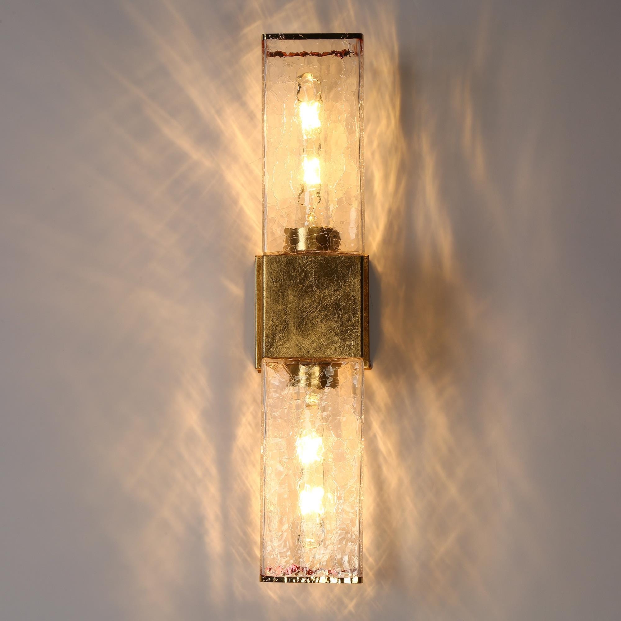 Luxmira Modern Luxury Glam Gold Large Bathroom Sconce with Art Glass for Hallway