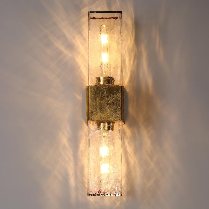 Luxmira Modern Luxury Glam Gold Large Bathroom Sconce with Art Glass for Hallway