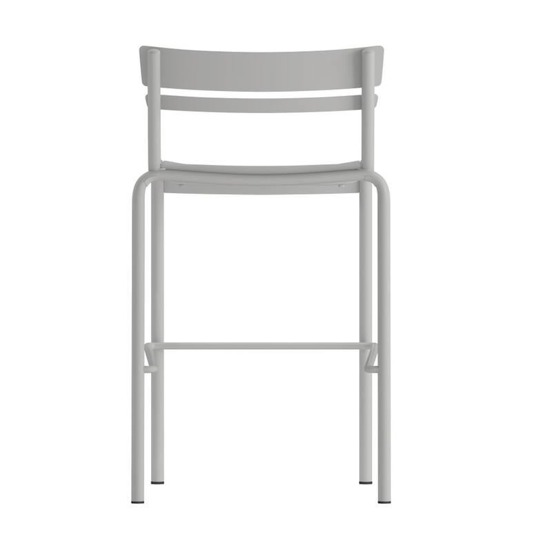 2PK Modern Commercial Grade 2 Slat Indoor/Outdoor Steel Bar Stool