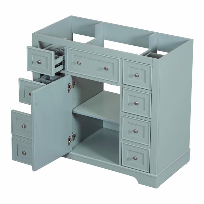 36" Bathroom Vanity with Sink Combo: Cabinet, Six Drawers