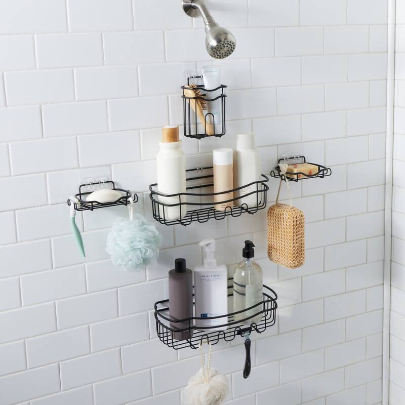 Bath Bliss 5 Piece Adhesive Shower Caddy Organizer in Chrome