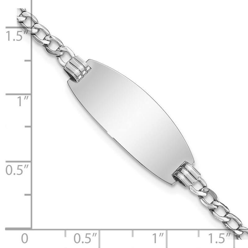 Curata 11.5mm 14k WhiteEngravable Oval ID Semi solid Curb Bracelet