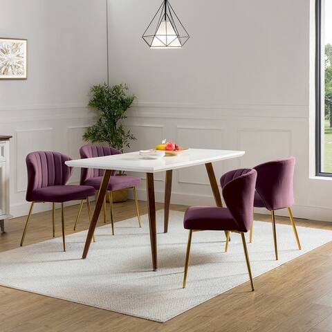 Barbara Contemporary Velvet Dining Set with Marble Desk by HULALA HOME