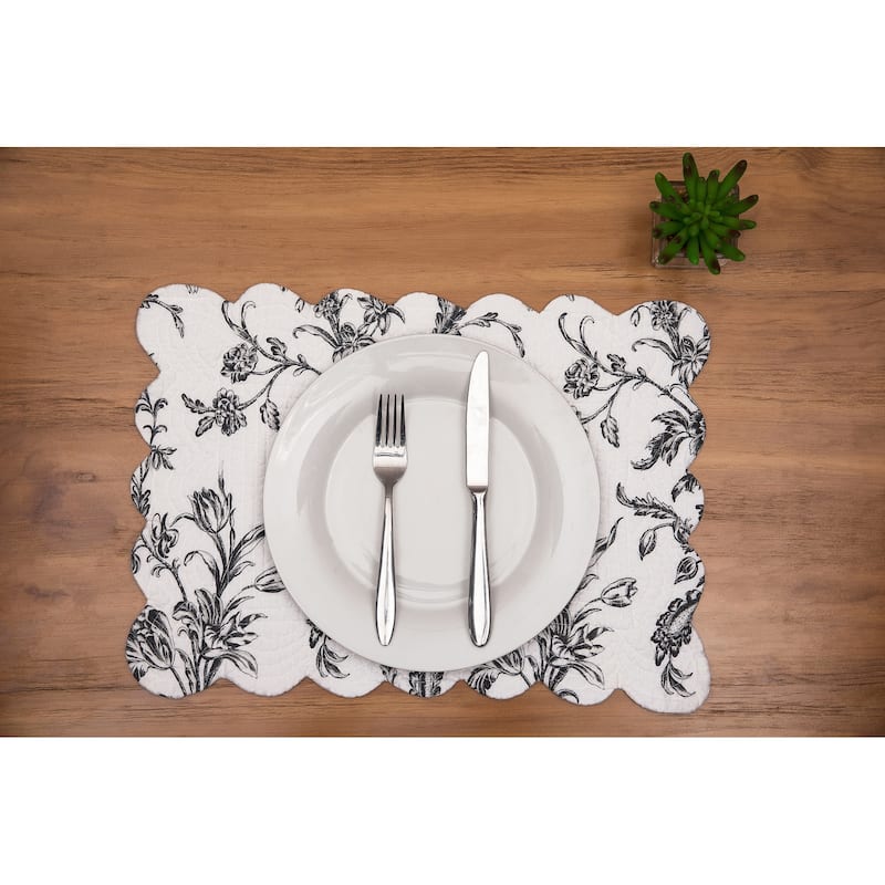 Bleighton Black Placemats Set of 6, 13" x 19"