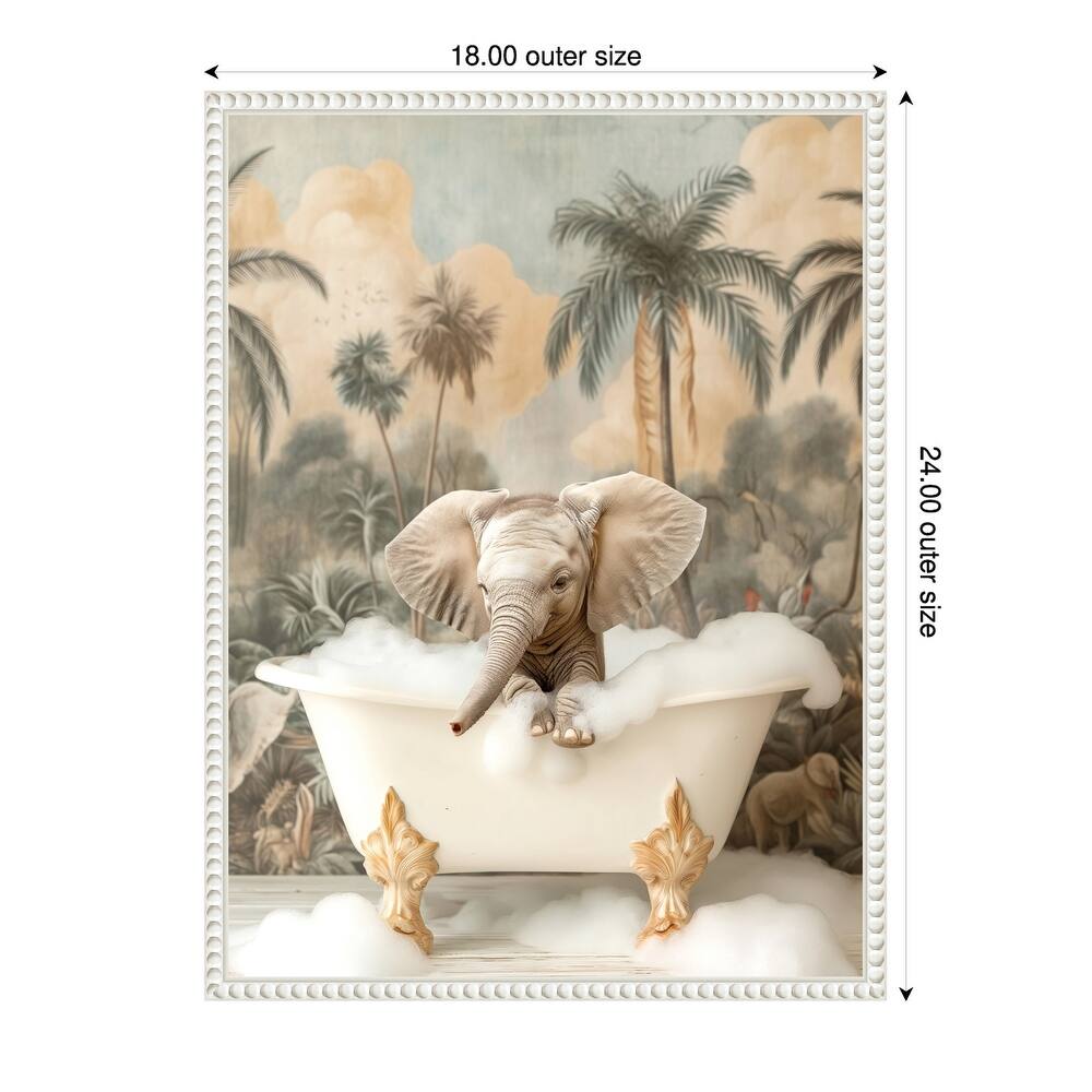 Elephant Bubble Delight by Niky Rahner Framed Canvas Wall Art