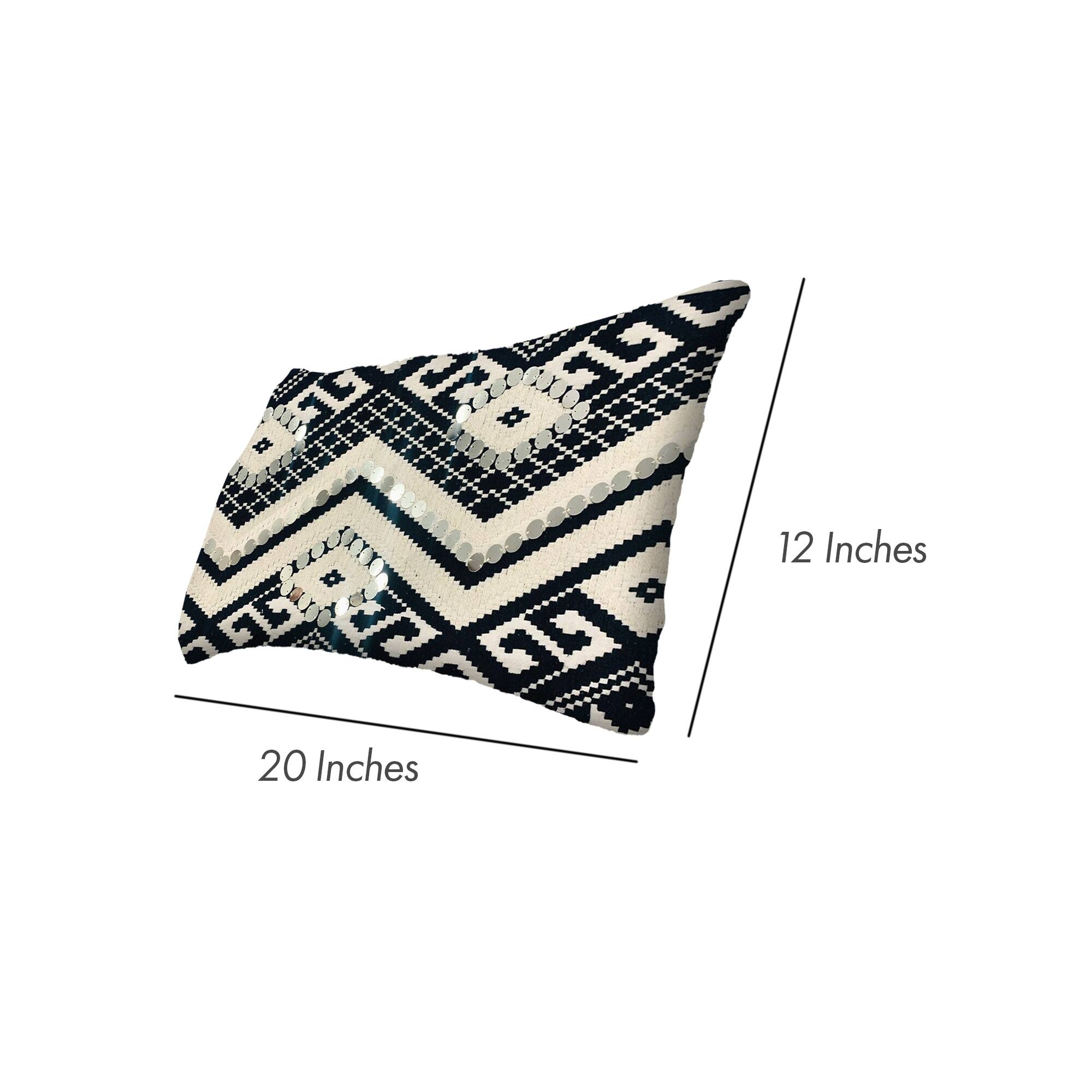 12 x 20 Rectangular Cotton Accent Lumbar Pillow, Classic Aztec Pattern