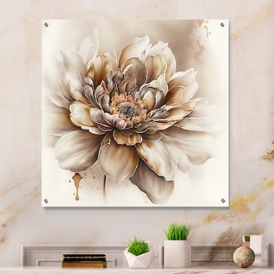 Designart "Blooming Beige Floral Design V" Floral Gloss Wall Decor Beige - Traditional Acrylic Wall Art For Bedroom