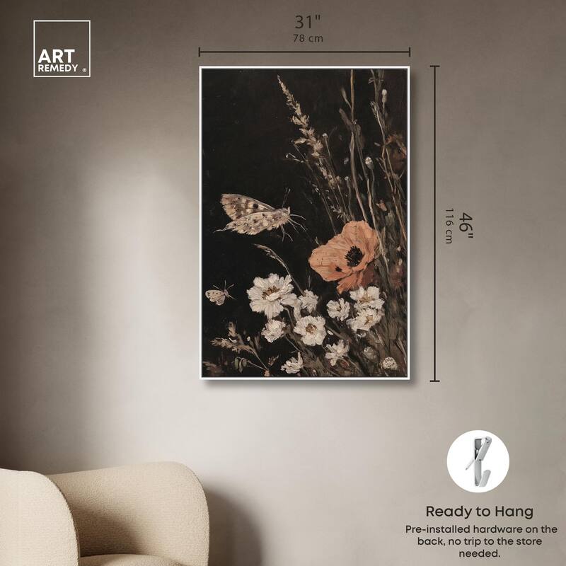 Poppy and Moth II Canvas by Art Remedy