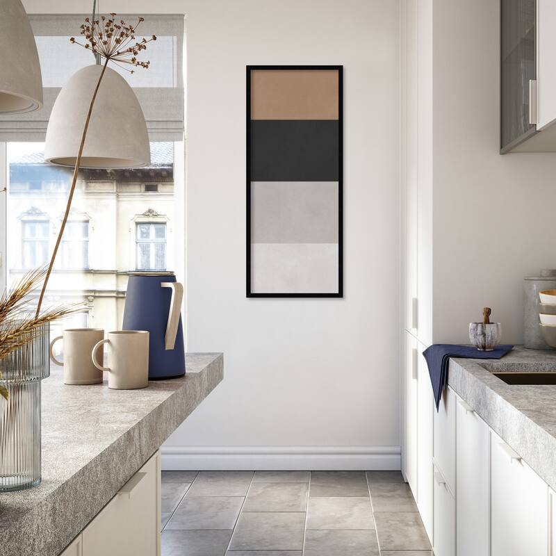 Amanti Art Framed Fabric Pinboard Black and Brown Blocks by Vitor Costa Printed Bulletin Board