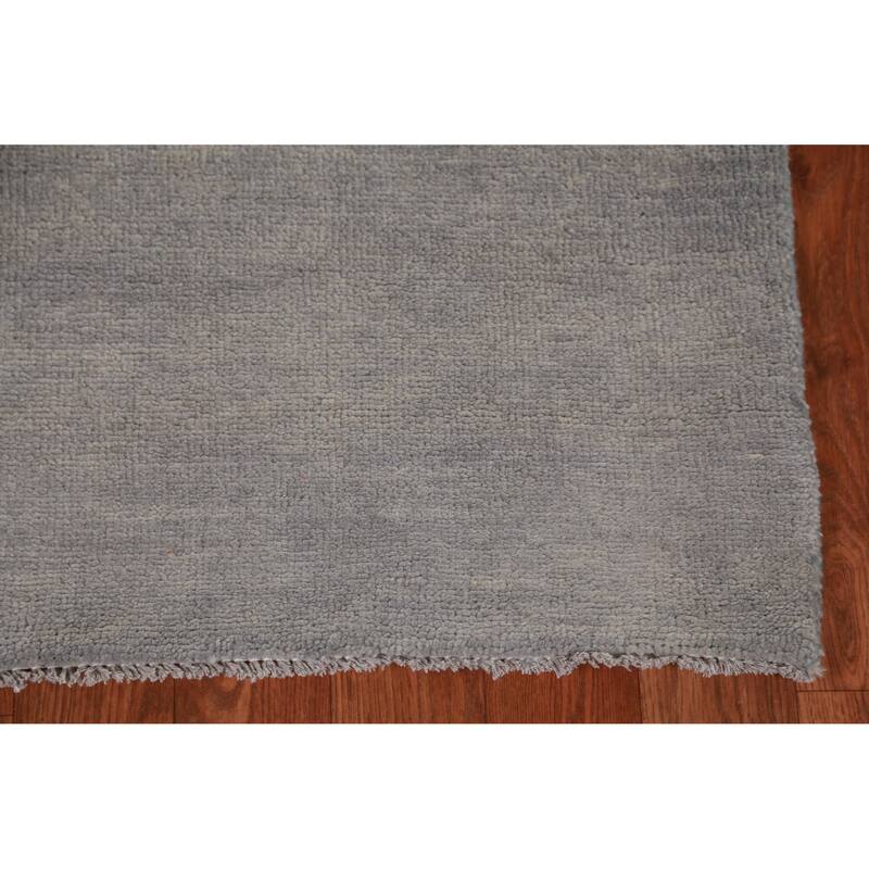 Hand Knotted Oriental 100% Wool Carpet Modern Solid Greys & Charcoal Gabbeh Runner Rug - 10' 1'' X 3' 0''