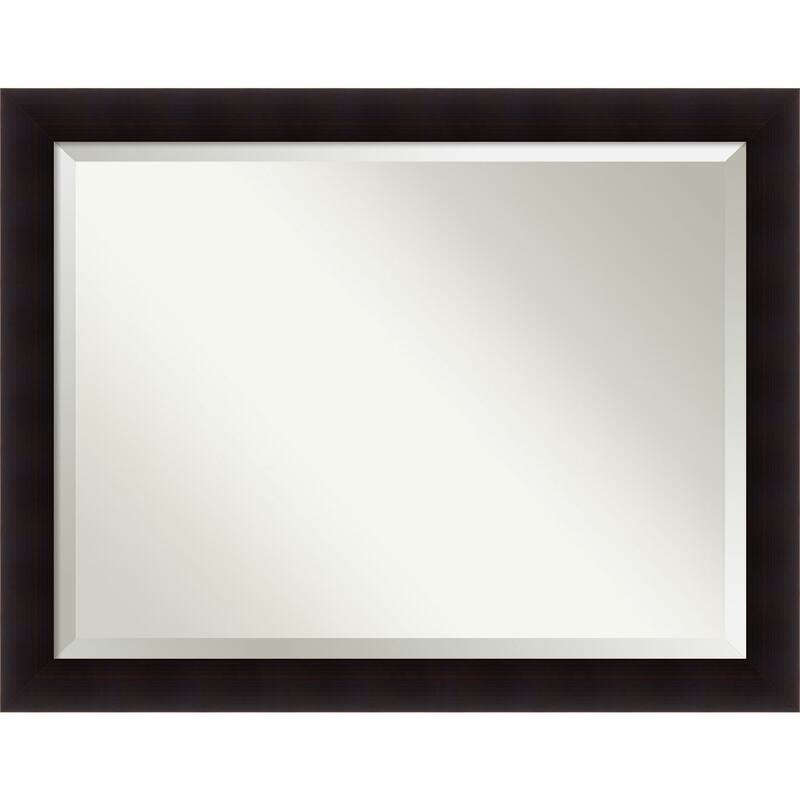 Beveled Wood Bathroom Wall Mirror - Portico Espresso Frame - Outer Size: 46 x 36 in
