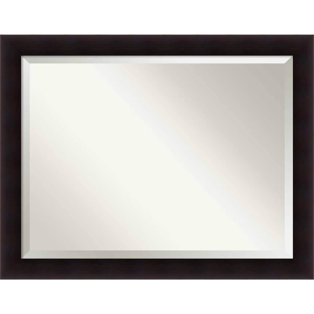 Beveled Wood Bathroom Wall Mirror - Portico Espresso Frame - Outer Size: 46 x 36 in