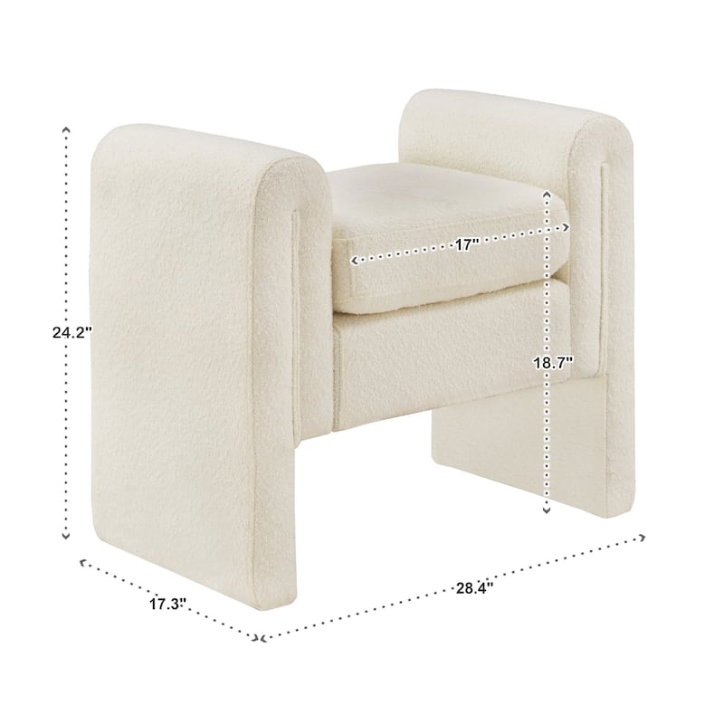 Oyala Ivory White Boucle Bench by iNSPIRE Q Modern