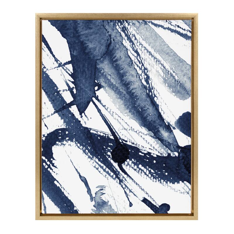 Kate and Laurel Sylvie Indigo Watercolor Framed Canvas by Amy Peterson