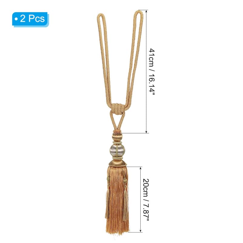 2 Pack Handmade Curtain Tiebacks Home Office Decorative - Yellow