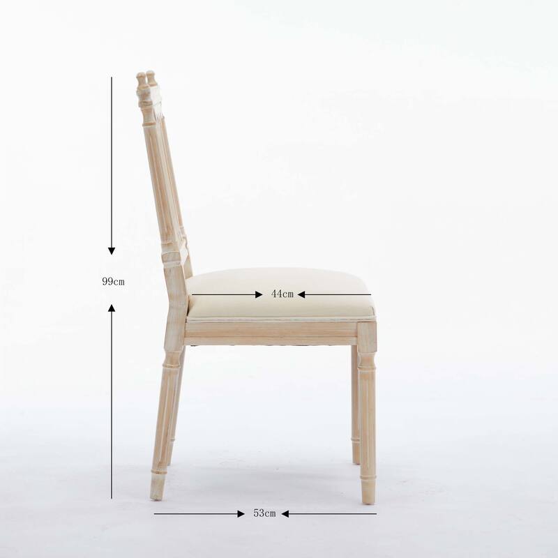 Linen Fabric Upholstered Wooden Dining Chairs,Set of 2