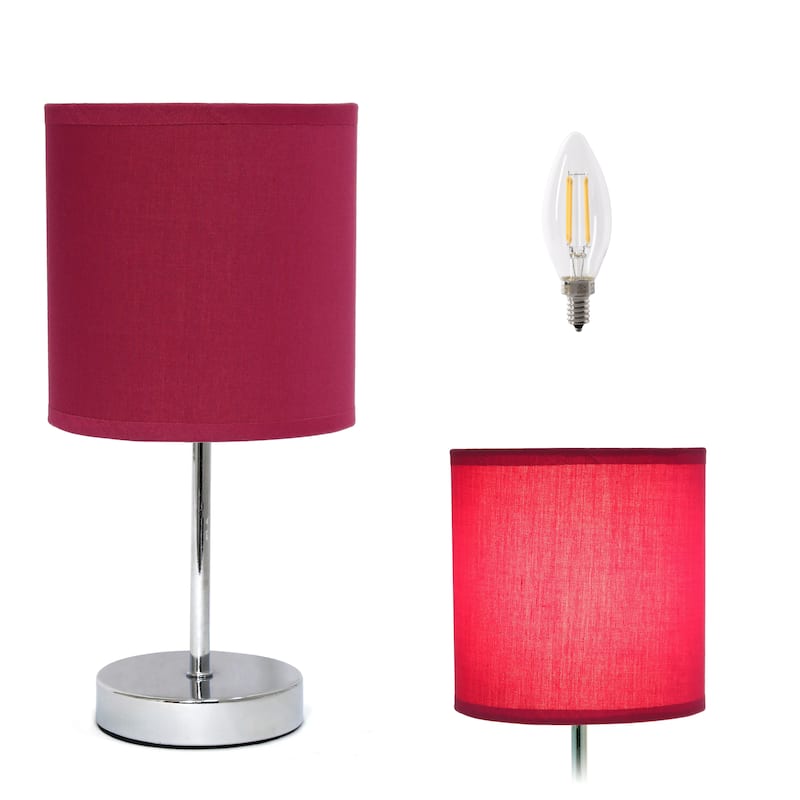 Simple Designs 11.81" Basic Mini Table Lamp with Feit LED Bulb Included - 11.81 - Wine Red