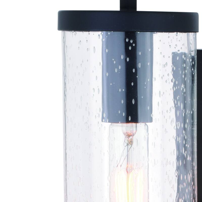 Morgan Park 1-Light Dusk to Dawn Modern Outdoor Wall Sconce with Clear Seeded Cylinder Glass Shade, Exterior Lantern