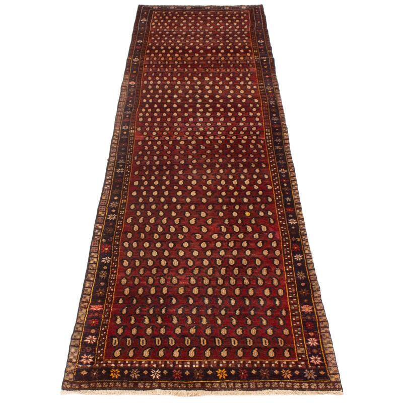 ECARPETGALLERY Hand-knotted Andelz Red Wool Rug - 3'7 x 14'0