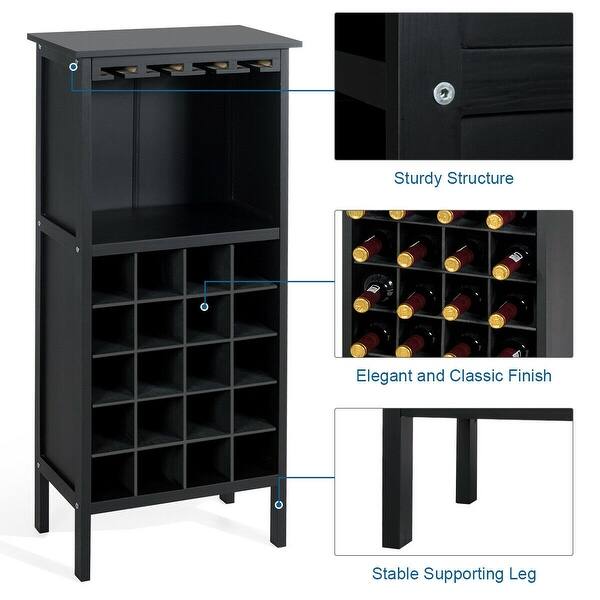 Shop Gymax 20 Bottles Wood Storage Cabinet Wine Rack Display Home