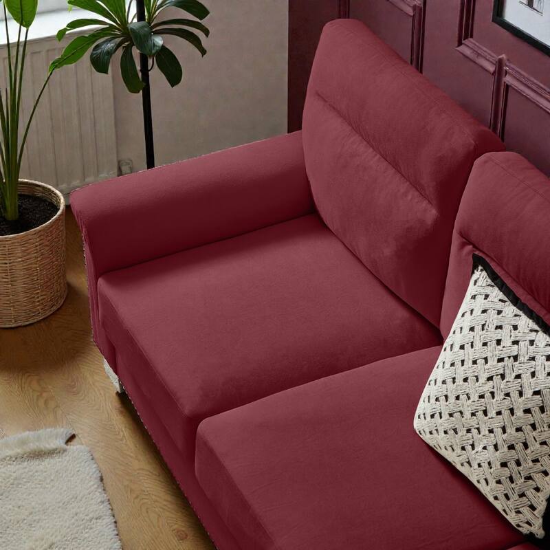 82 Inch Modern 3 Seater Sofa with Snowfleece Fabric, Compressed Upholstered Couch for Living Room Bedroom