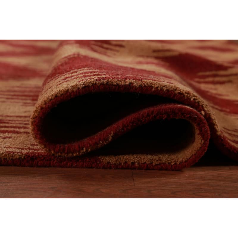 Hand Knotted Oriental 100% Wool Carpet Modern Geometric Oranges & Rust Moroccan Area Rug - 13' 4'' X 10' 0''