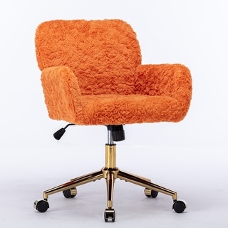 Modern Orange Velvet Office Chair with Adjustable Swivel and