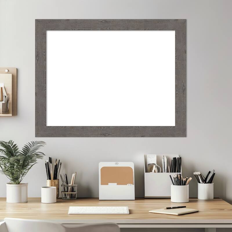 Amanti Art Rustic Plank Espresso Narrow Framed Dry Erase Magnetic Board