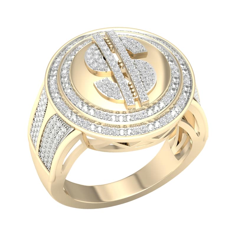 IGI Certified 1/3ct TDW Diamond Halo Ring in 10k Gold for Men