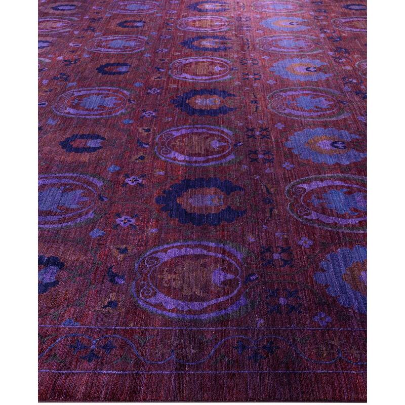 Overdyed One-of-a-Kind Hand-Knotted Square Area Rug - Red - 12' 1" x 12' 4"