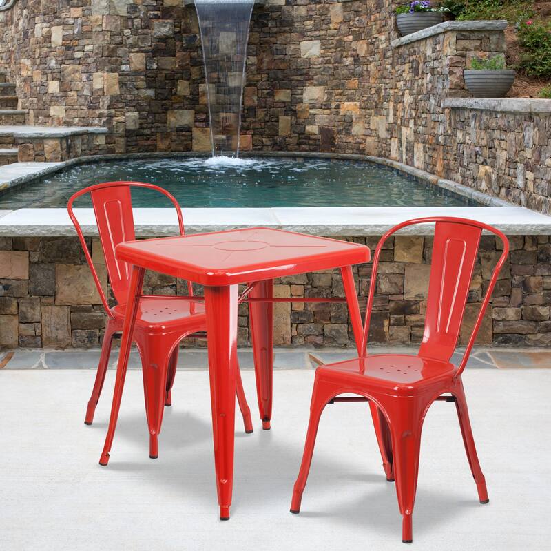 23.75-inch Square 3-piece Metal Indoor/ Outdoor Dining Set