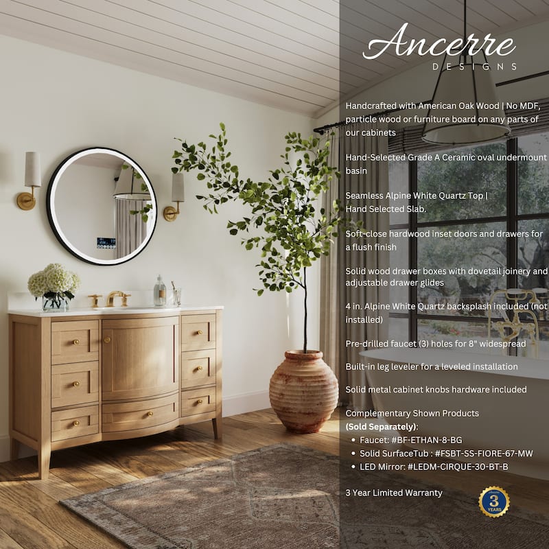 Ancerre Designs Lauren Vanity Set with Carrara White Marble Top
