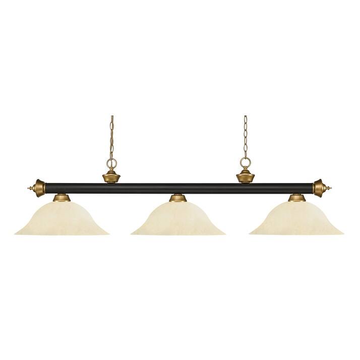 Z-Lite Riviera 3 Light 59" Wide Billiard Multi Light Pendant with - Bronze / Satin Gold