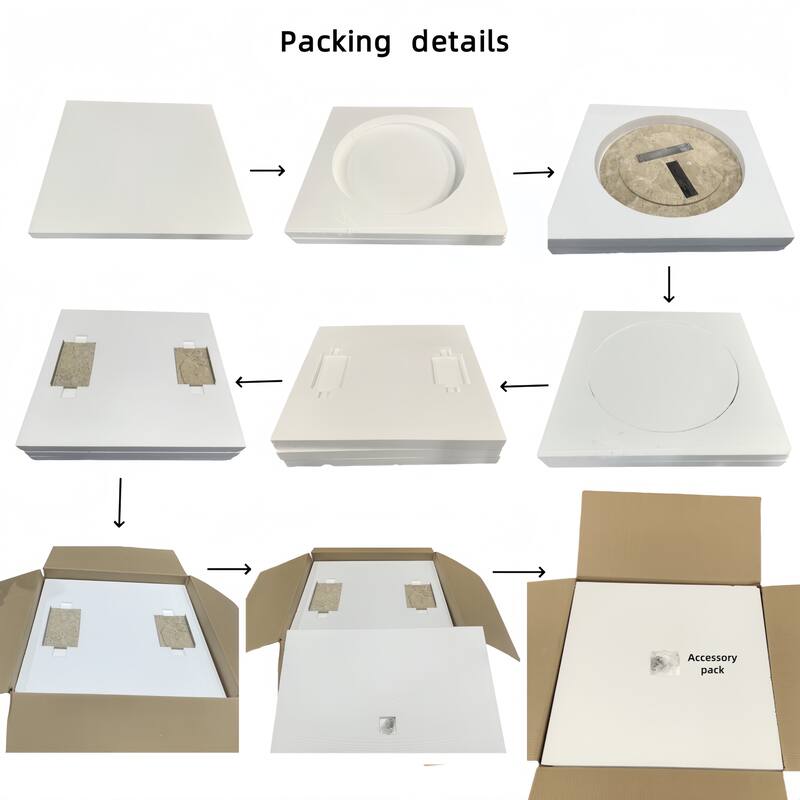 Roomfitters Round Marble Coffee Table, Natural Stone Living Room Table, Solid Marble Low Profile Design