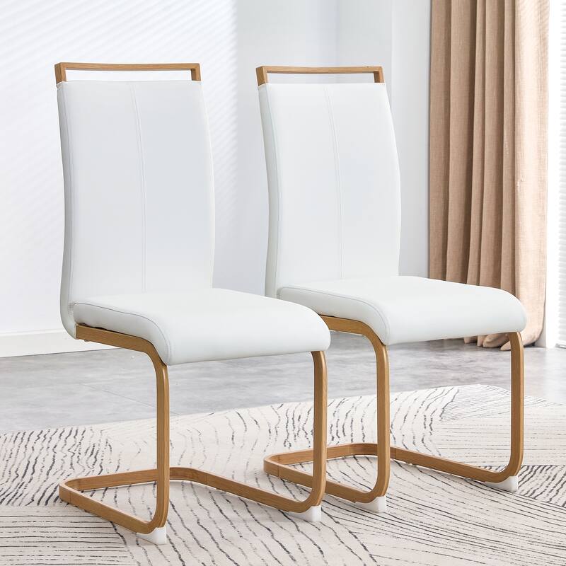 Modern Dining Chair Set of 4, High Back Upholstered Side Chair with C-Shaped Tube Metal Legs Office Chair, Club Guest Chair