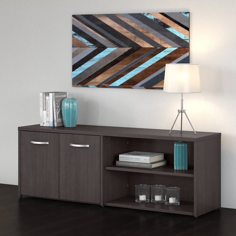 Studio C Low Storage Cabinet with Doors by Bush Business Furniture - Storm Gray