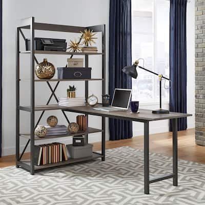 Tanners Creek Greystone Desk and Bookcase Set for Home Office