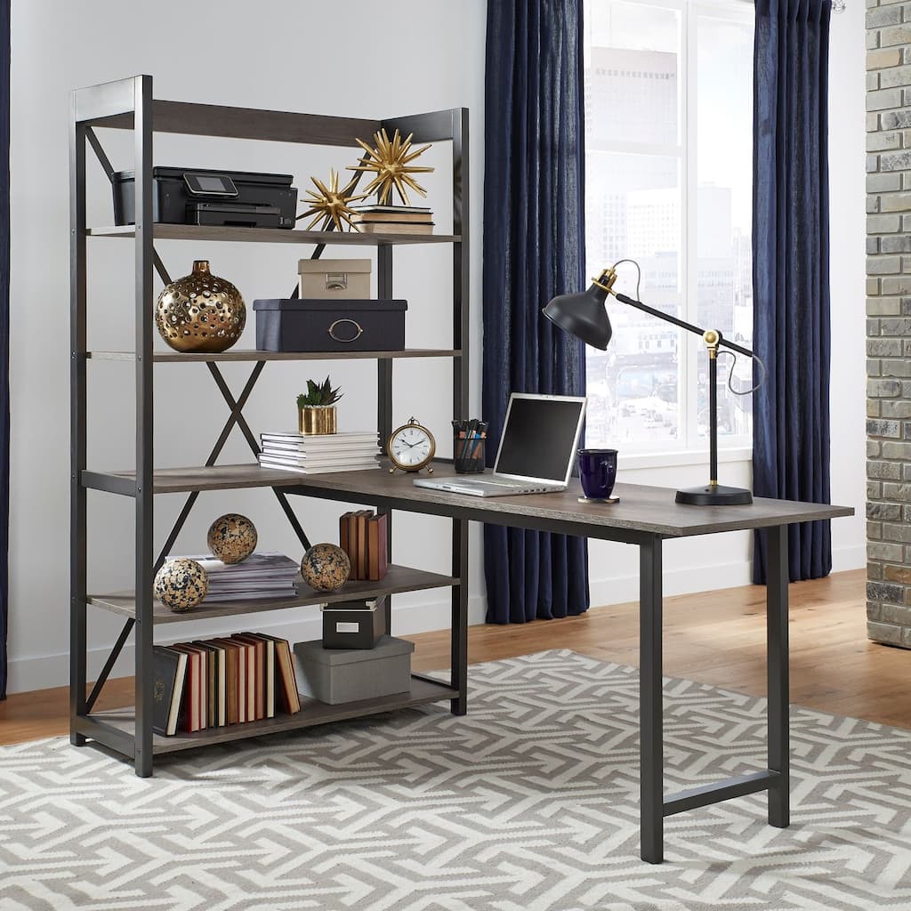 Tanners Creek Greystone Desk and Bookcase Set for Home Office