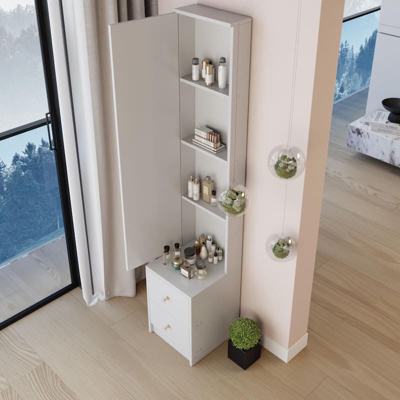 Length 11.8" x Width 15.7" x Height 63" Simple Stylish Dressing Mirror Cabinet, Full Body Mirror Cabinet, Extra Large Mirror