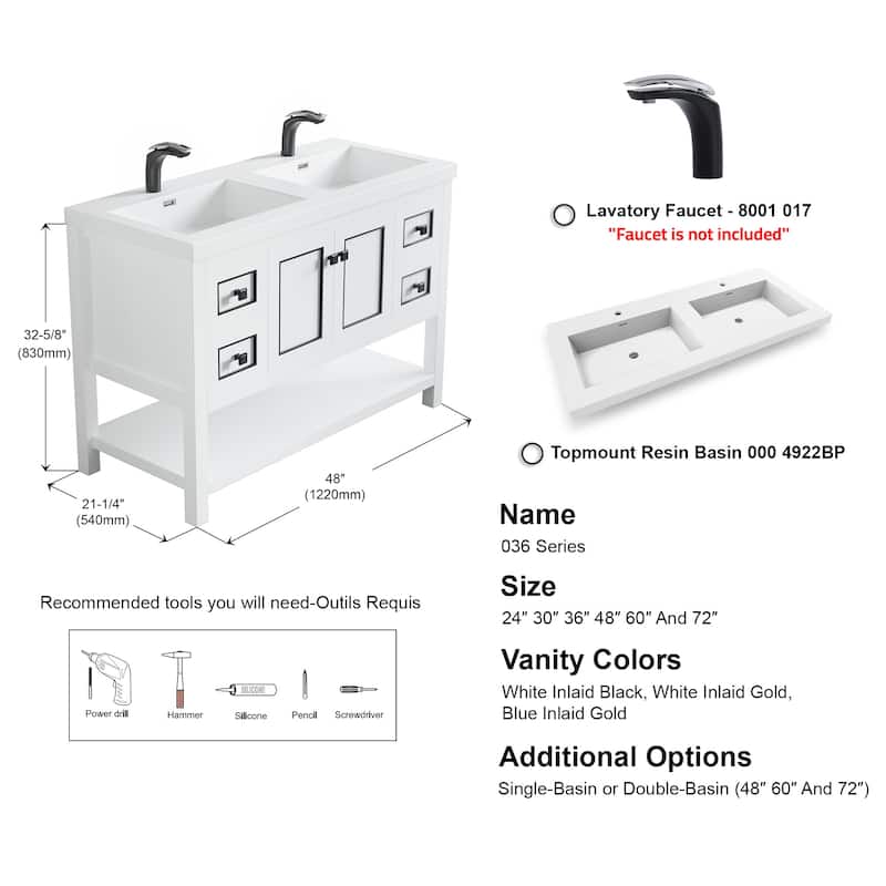 Davis 48" Double Bathroom Vanity Set