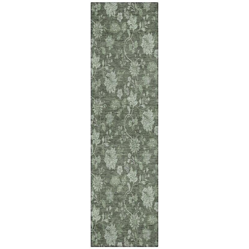 Machine Washable Indoor/ Outdoor Chantille Floral Farmhouse Rug