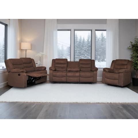 3 Piece Manual Reclining Livingroom Sofa Set with Dropdown Table, 2 ...