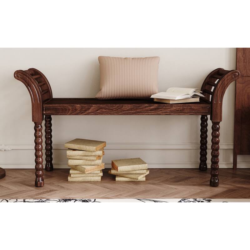 Elegant Retro Style Bench with Turned Legs