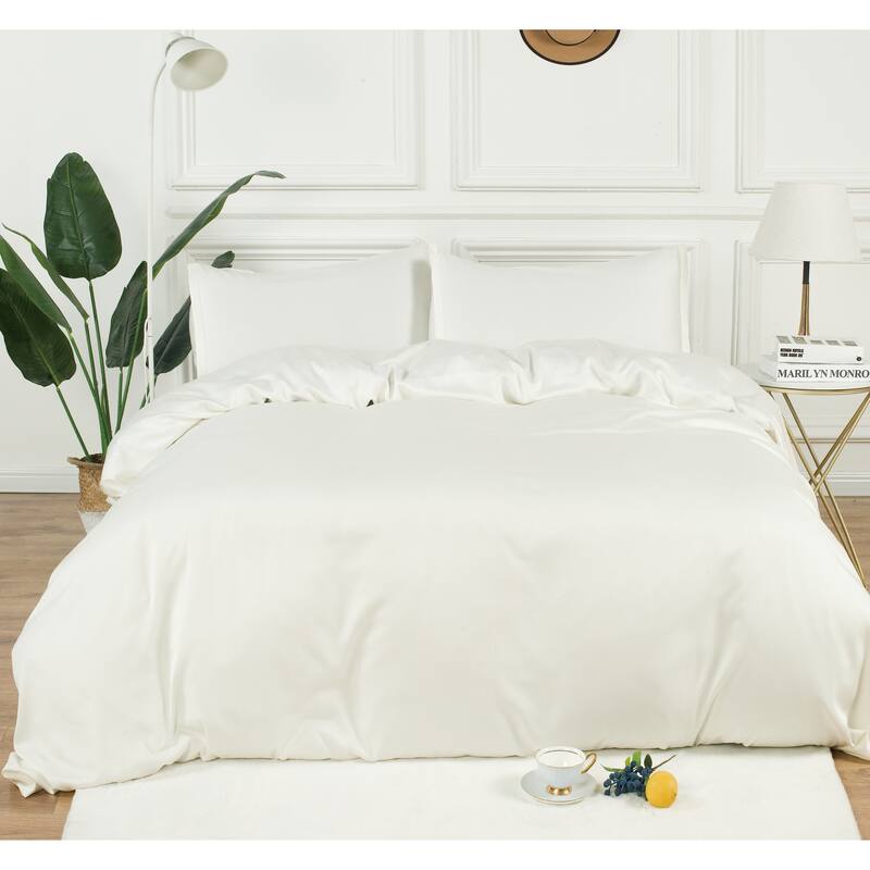 Fabstyles Metro Bamboo Rayon Duvet Cover Set - Ivory - Queen