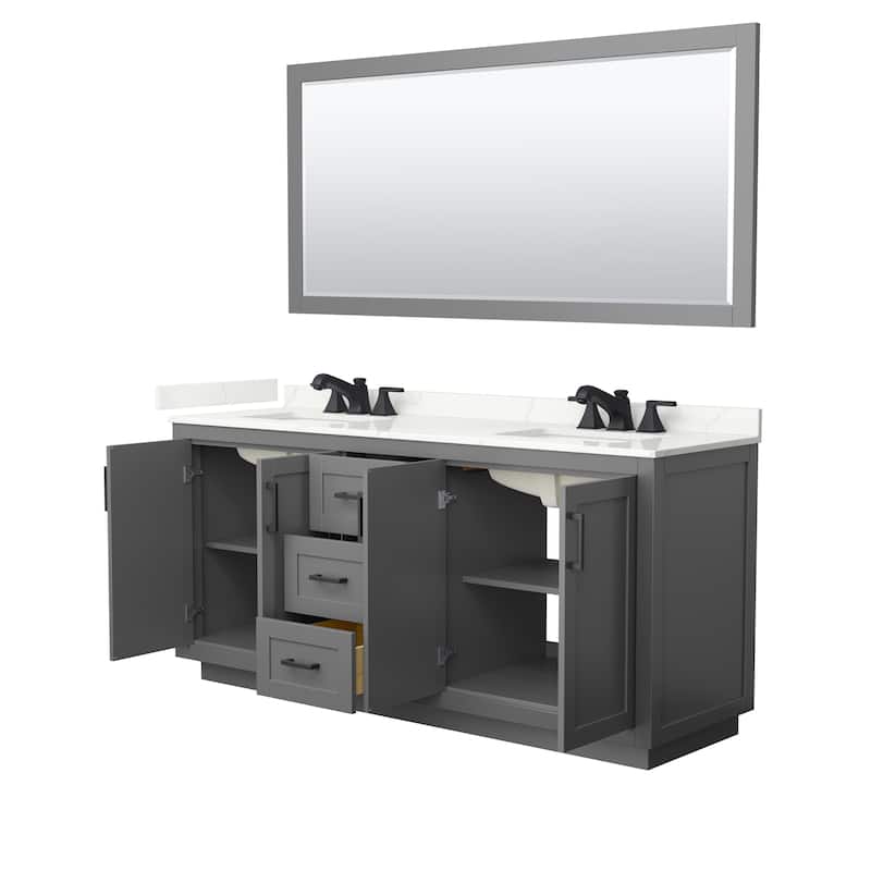 Miranda 72-inch Double Vanity, Quartz Top, 70-inch Mirror