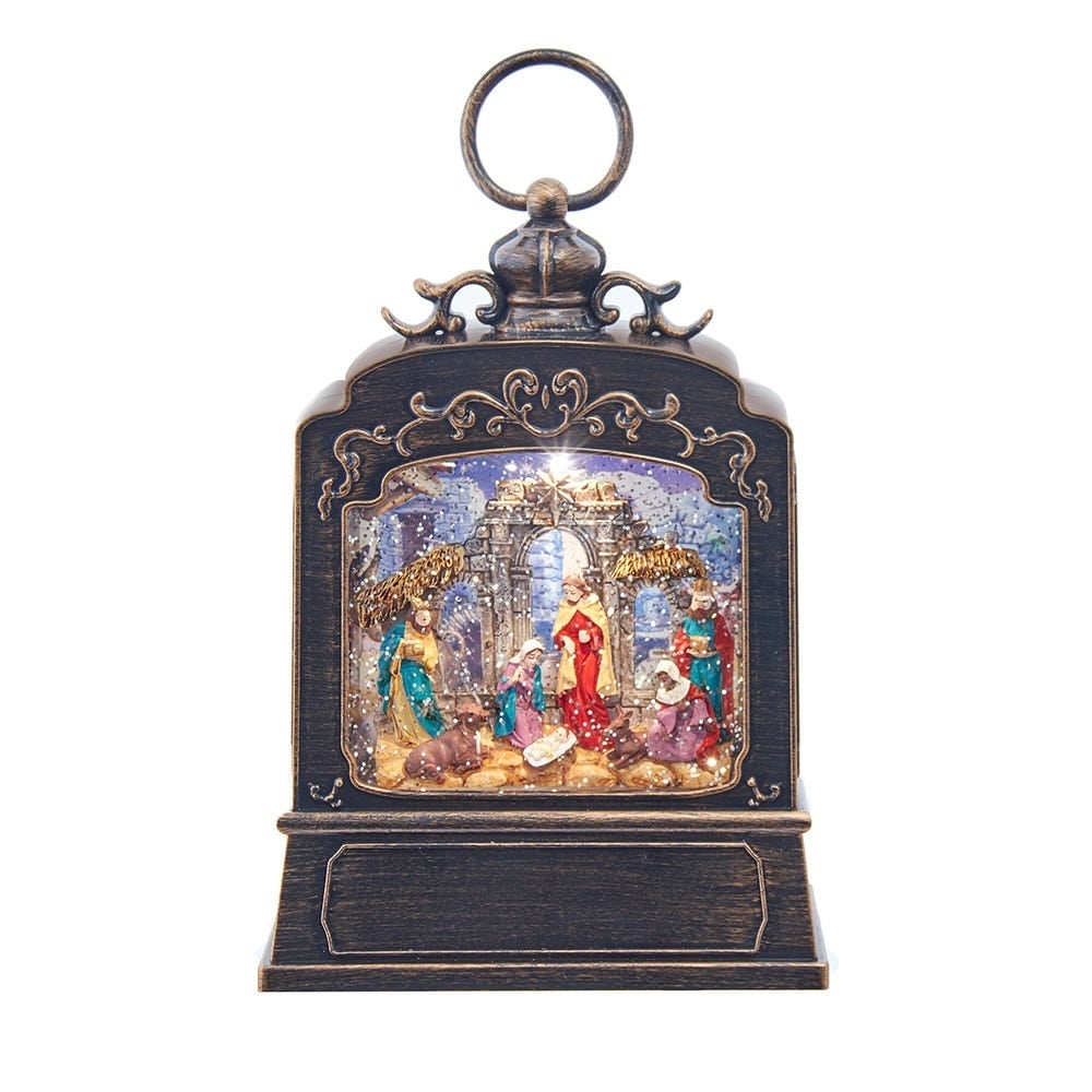 Kurt Adler 9.45-Inch Battery Operated Nativity LED Swirl Glitered Lantern