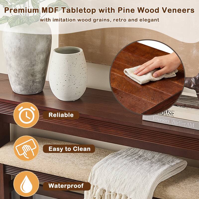 Fluted Counter Height Bar Table Set for Two with Upholstered Bar Stool and Solid Wood Legs