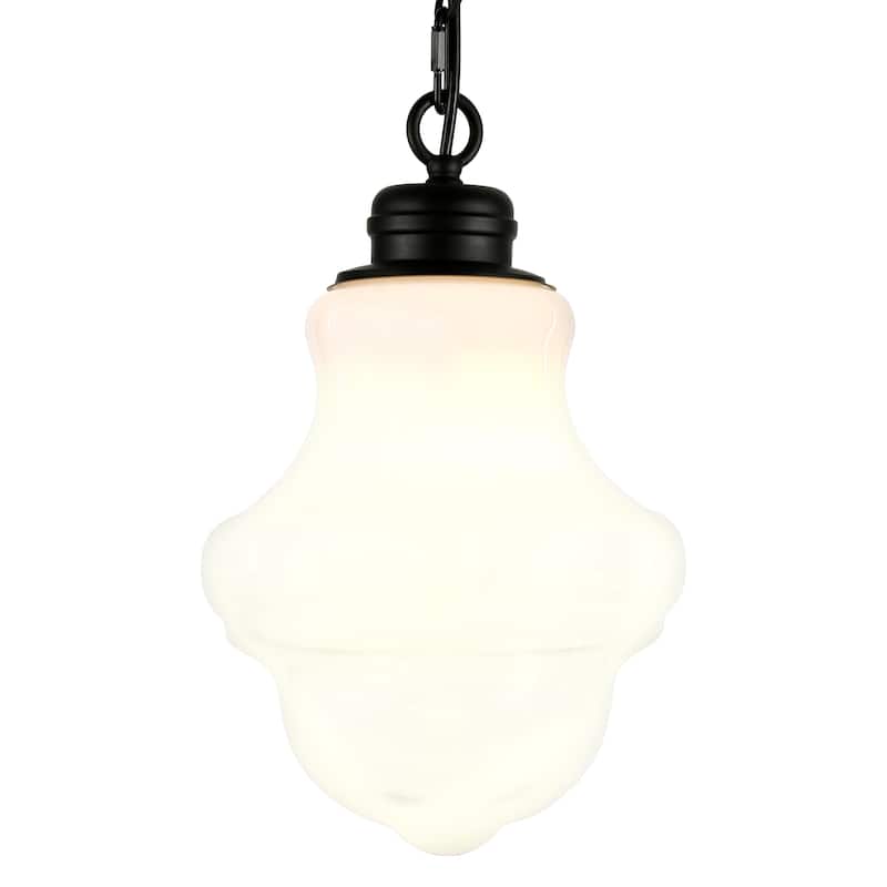Annie Blackened Bronze and White Milk Glass Pendant - Blackened Bronze/Milk Glass - Blackened Bronze/Milk Glass