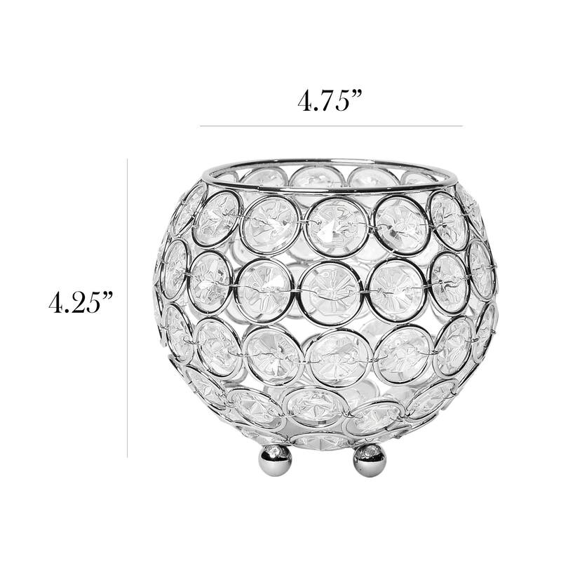 Ellipse Crystal Bowl Candle Holder - 4.75" - Clear
