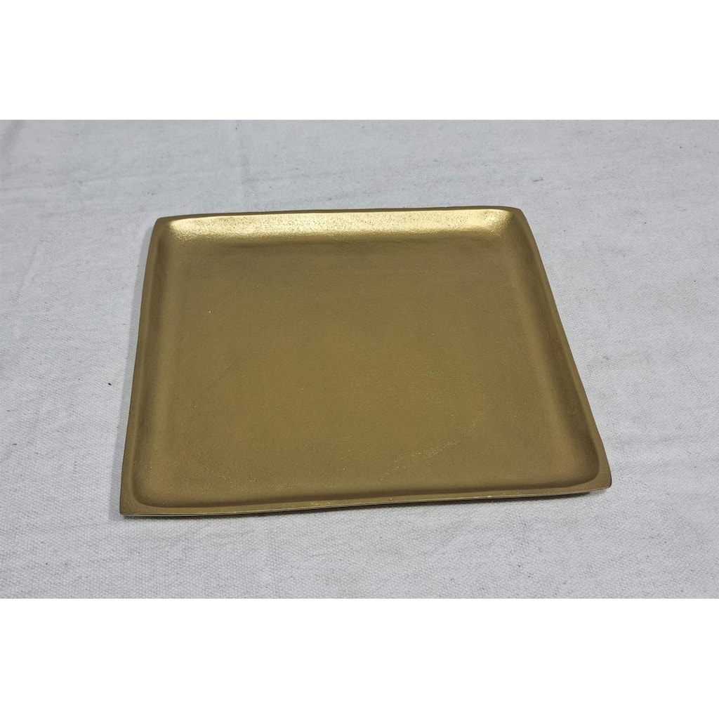 Plate Square Raw Brass Antique Dia 14.96" ALUMINUM - Raw Brass Antique